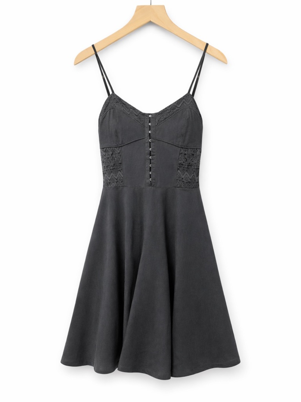 Aeropostale Black Mini Skater Dress with Spaghetti Straps (195) - Picture 1 of 13